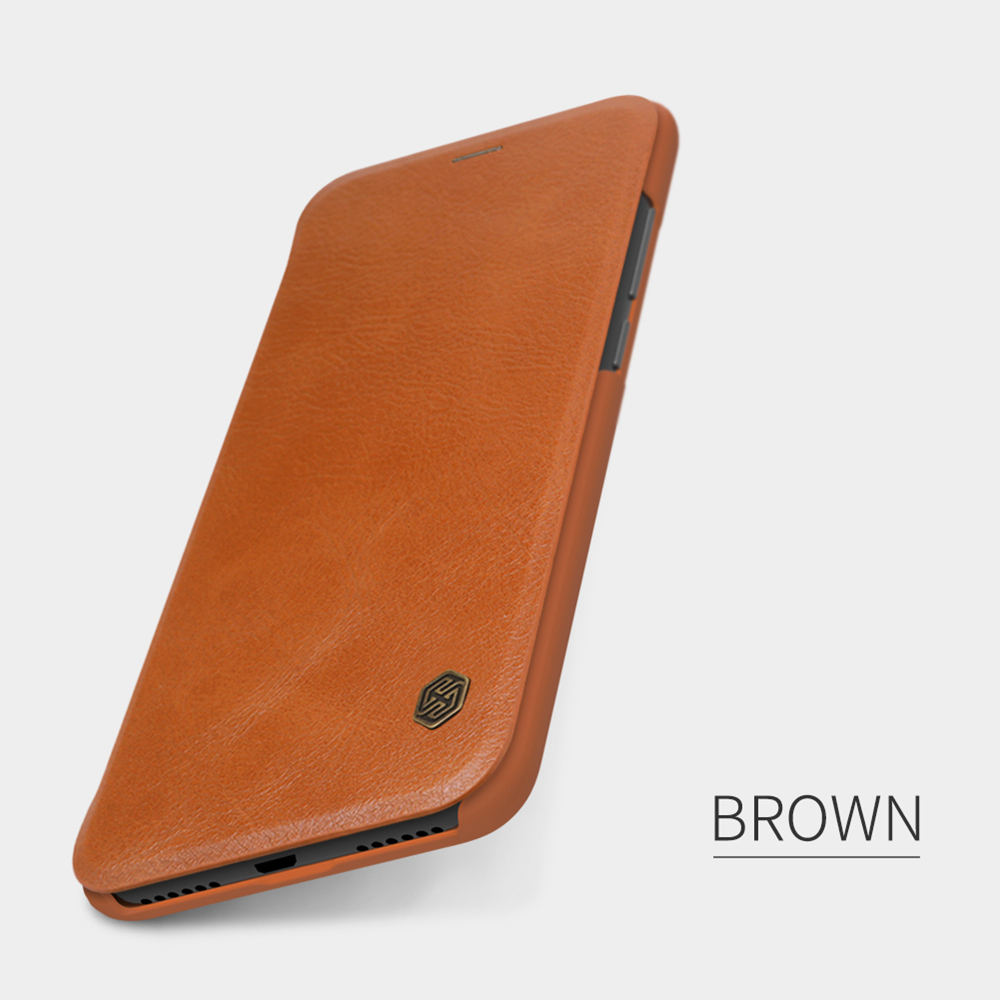 NILLKIN Protective Leather Phone Case for Xiaomi Redmi Note 6 Pro Protective Back Cover - Brown