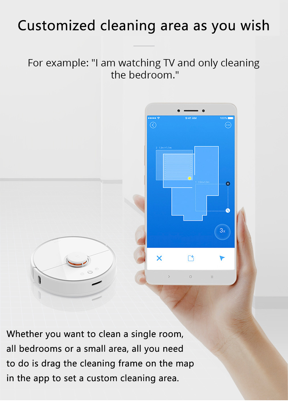 [Spain Stock][ International Version]Xiaomi Mijia Roborock S50 Robot Vacuum Cleaner 2 Automatic Area Cleaning 2000pa Suction 2 in 1 Sweeping Mopping Function LDS Path Planning 5200mAh Battery - White