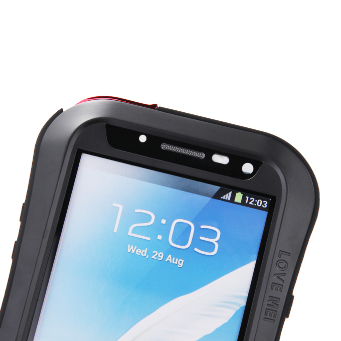 LoveMei Weather/Dirt/Shockproof Protective Case with Gorilla Glass for Sumsung Galaxy Note 2 II N7100 -Black