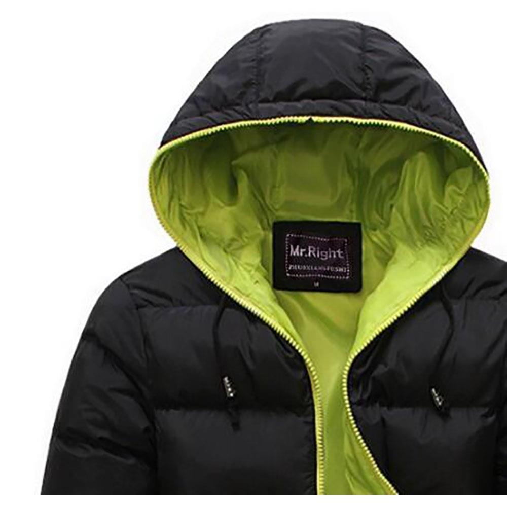Agai-mccf Men's Leisure Hooded Candy Color Down Jacket (Warm Coat Size M) - Black + Green
