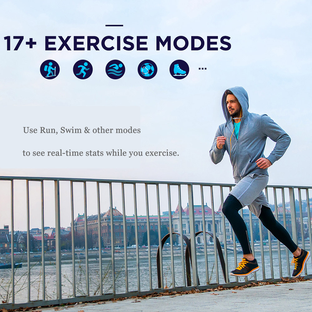 Makibes BR3 Smart Watch 1.3 Inch IPS Color Touchscreen Built-in GPS Multi-sports Modes Heart Rate Monitor IP68 Waterproof Fitness Tracker - Gray