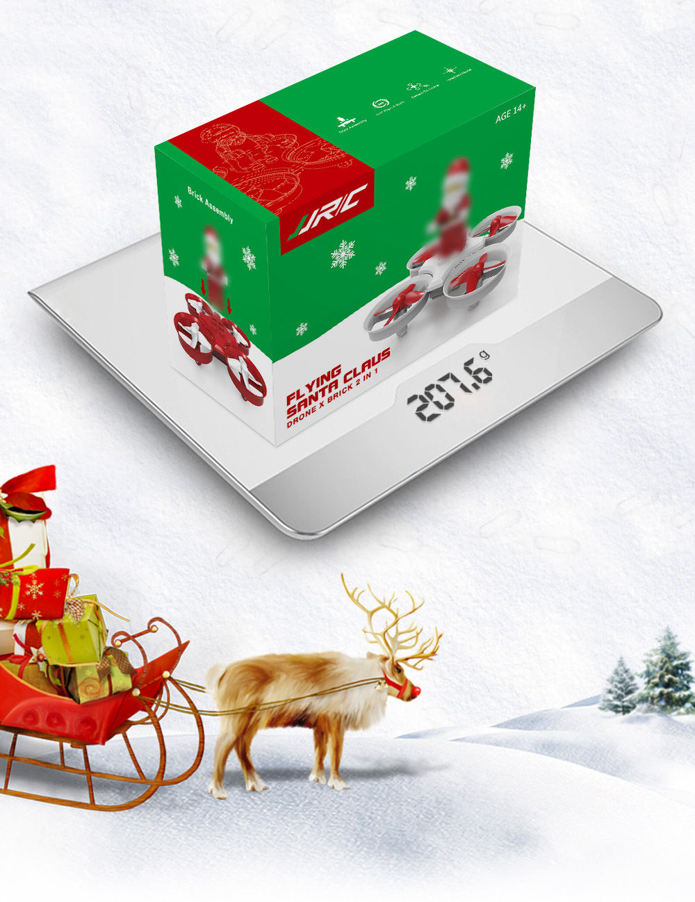 [HK Stock]JJRC H67 Flying Santa Claus 2.4G 4CH 6Axis Headless Mode Toy Brick RC Quadcopter RTF - Red