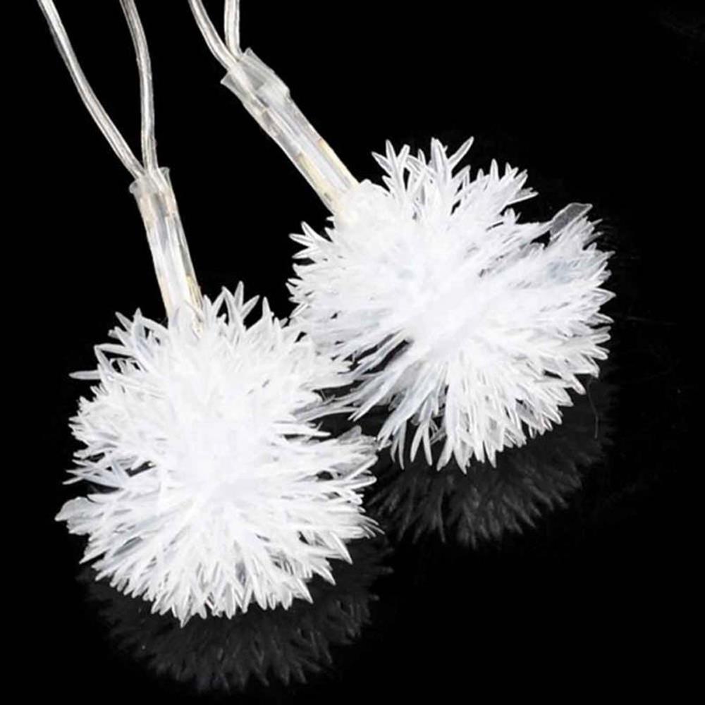 20PCS Fluffy Ball LED Battery LED String Lights Holiday Christmas Party Garden Decoration Lights (2.2 Meters) - Warm Whit