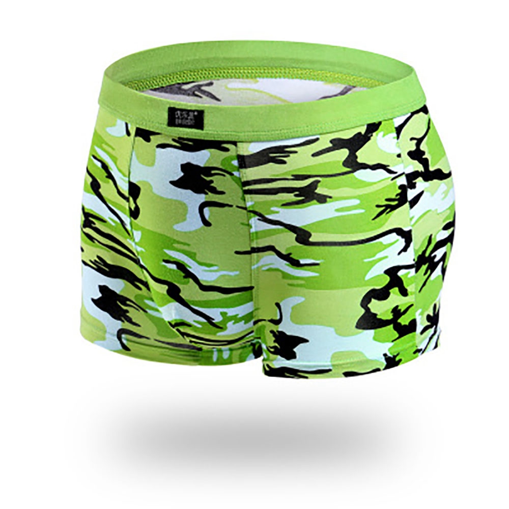 K004 Men Sexy Breathable Underpants U Convex Elastic Boxers Underwear Size L - Light Green