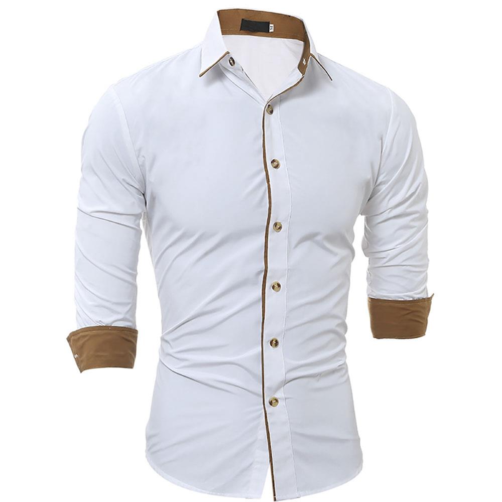 Men's Casual Long Sleeve Shirt Size M White
