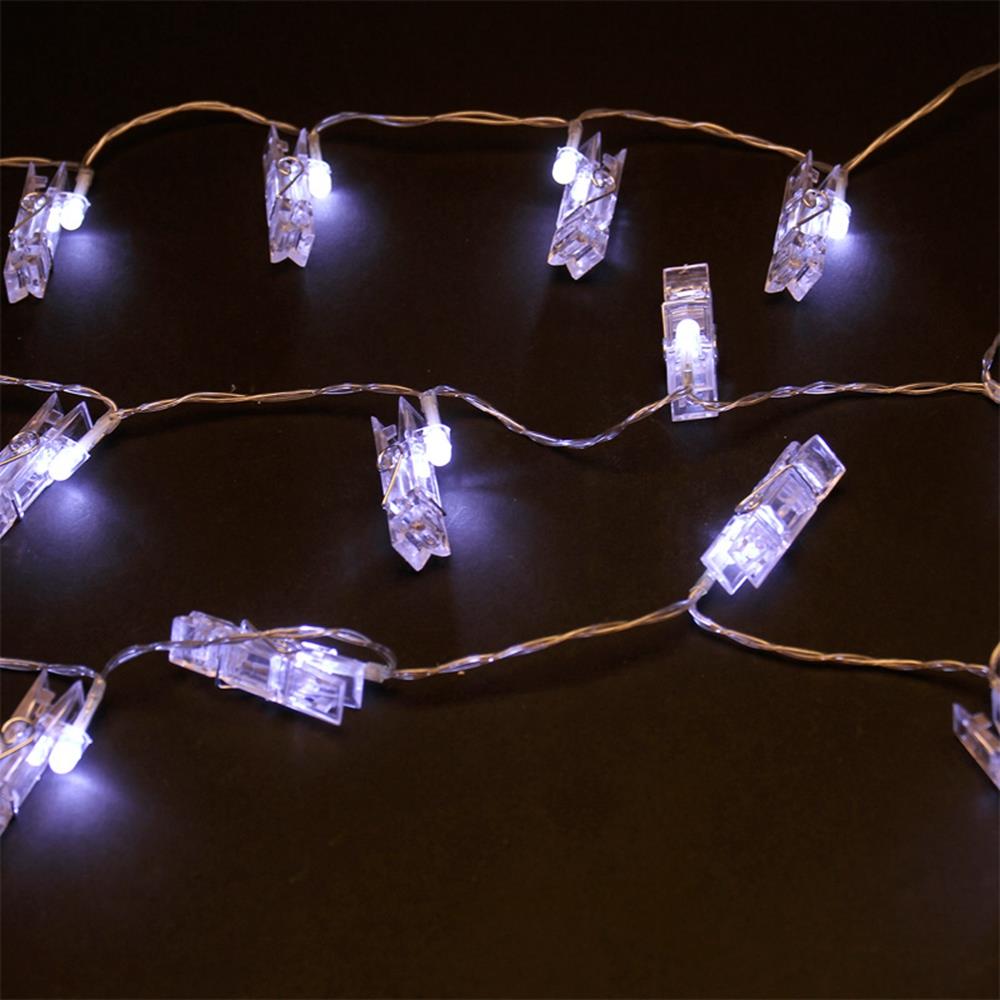 10PCS LED Clip Light Battery String Lights for Pictures Decoration Holiday Christmas Party Garden (1.2 Meters)- Warm White