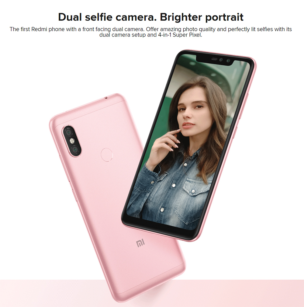 [Spain Stock][Official Global Version]Xiaomi Redmi Note 6 Pro 6.26 Inch 4G LTE Smartphone Snapdragon 636 4GB 64GB 12.0MP + 5.0MP Dual Rear Cameras MIUI 9 Face ID FHD+ Screen - Black