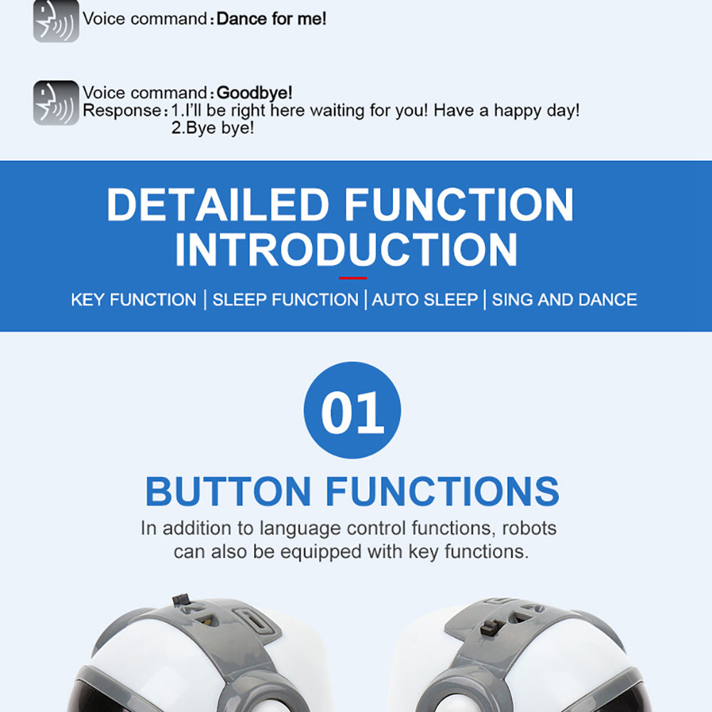 939A Multifunction Dancing Mini Pocket Robot with Voice Conversation Recognition LED Lights