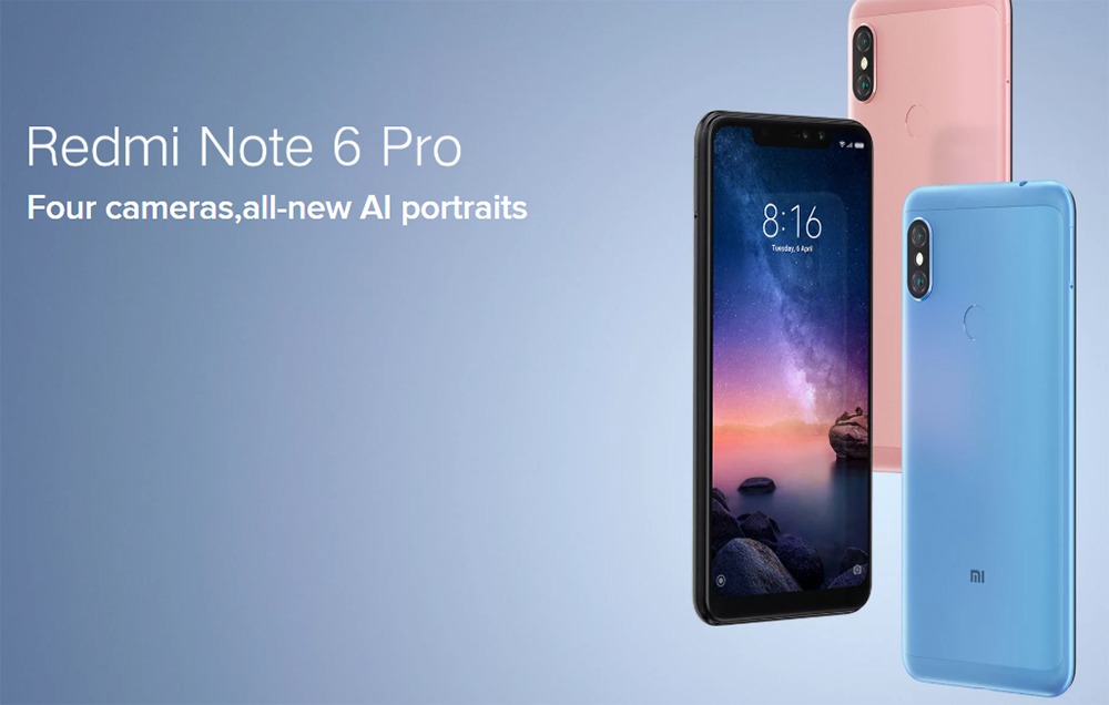 [Spain Stock][Official Global Version]Xiaomi Redmi Note 6 Pro 6.26 Inch 4G LTE Smartphone Snapdragon 636 4GB 64GB 12.0MP + 5.0MP Dual Rear Cameras MIUI 9 Face ID FHD+ Screen - Black