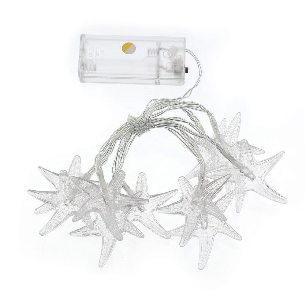 10PCS Starfish LED Battery LED String Lights Holiday Christmas Party Garden Decoration Lights (1.2 Meters) - Warm White
