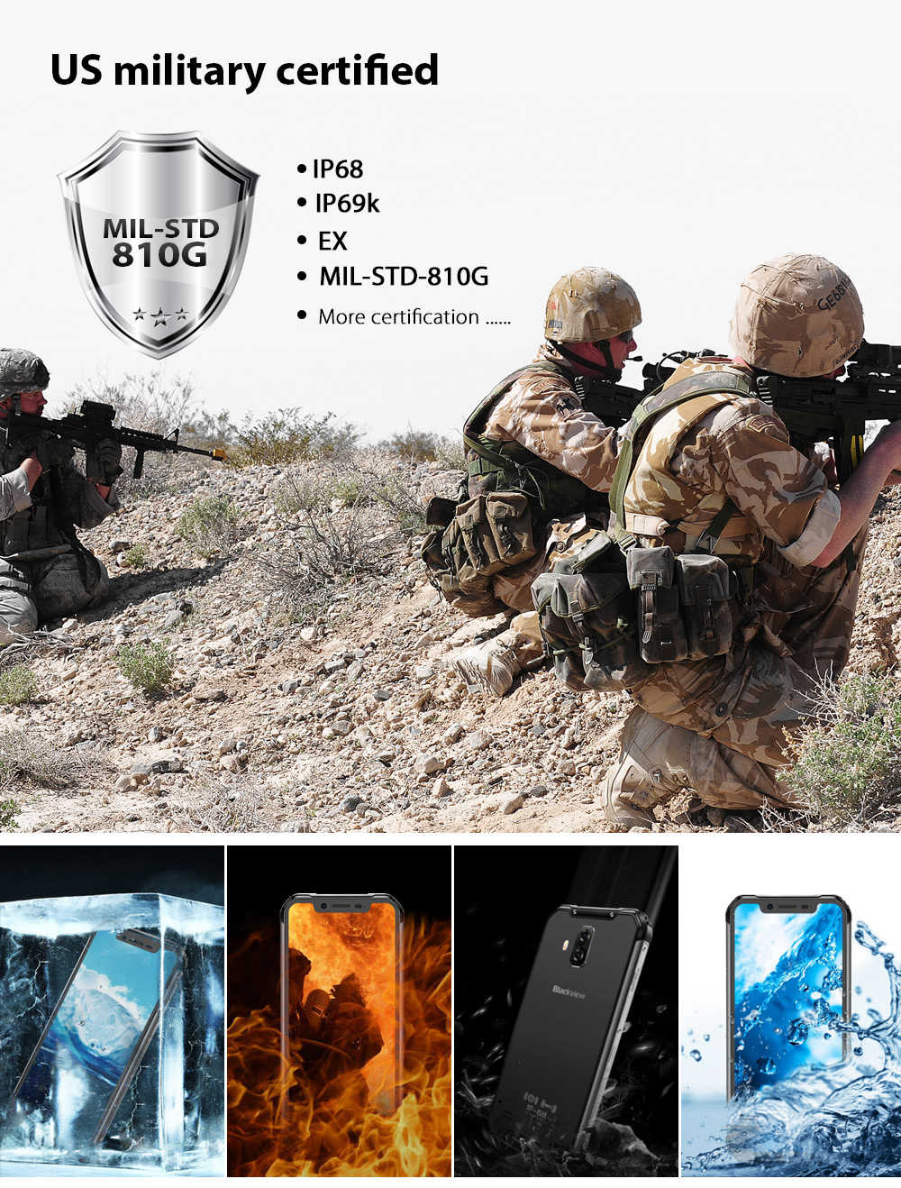 [HK Stock]Blackview BV9600 pro 6.21 Inch 4G LTE Smartphone Helio P60 6GB 128GB 16.0MP + 8.0MP Dual Rear Cameras Android 8.1 IP68 Wireless Charging NFC Face Unlock - Silver