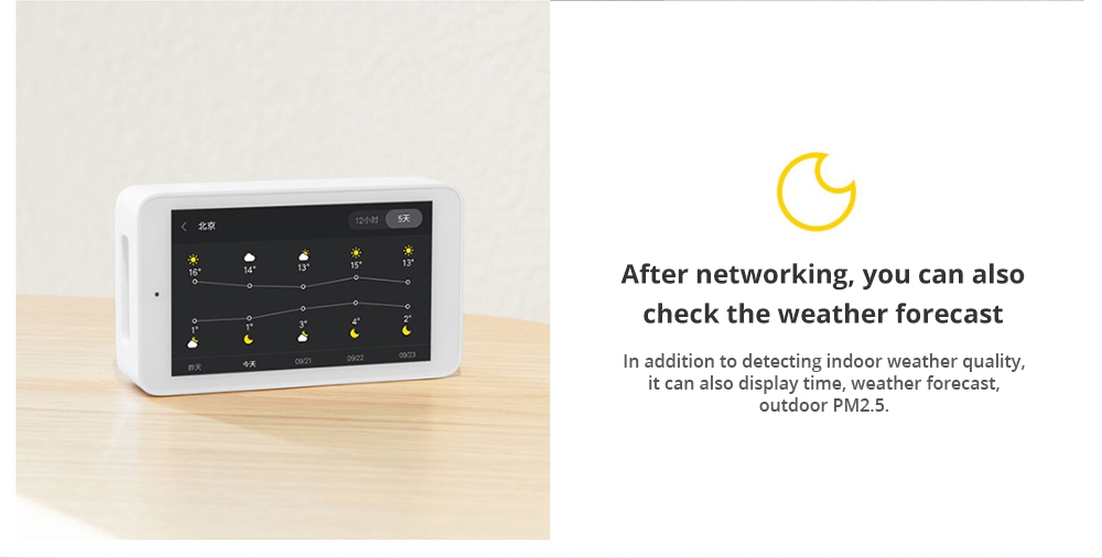 Xiaomi Mijia Smart Air Detector 3.97 Inch HD touch screen Intelligent Linkage 3 High-precision Sensors - White
