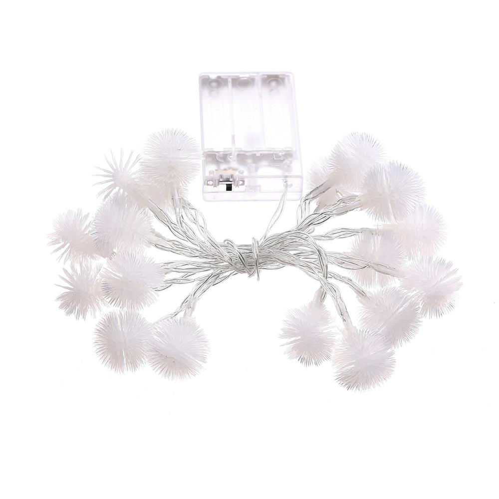 20PCS Fluffy Ball LED Battery LED String Lights Holiday Christmas Party Garden Decoration Lights (2.2 Meters) - Warm Whit