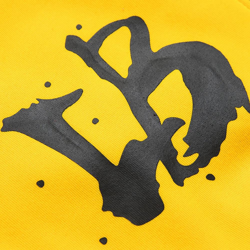 WY36 Men's Casual Color Block Zipper Design Cotton Hoodie Size S - Yellow and Black