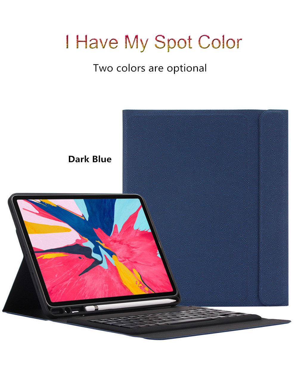Binai K11 Bluetooth Keyboard for iPad Pro 11 Inch Tablet PC with Kickstand Leather Case - Blue