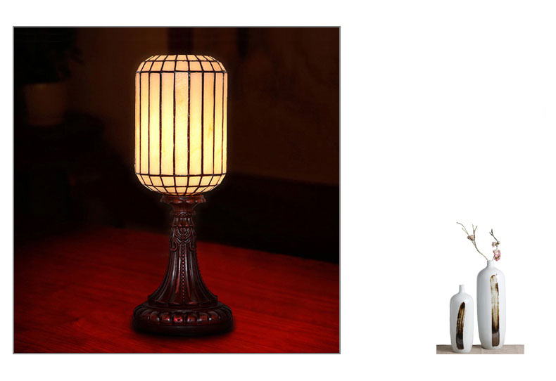 FUMAT Tiffany Style Stained Glass Table Lamp - Chinese Style Retro Red Plum Design
