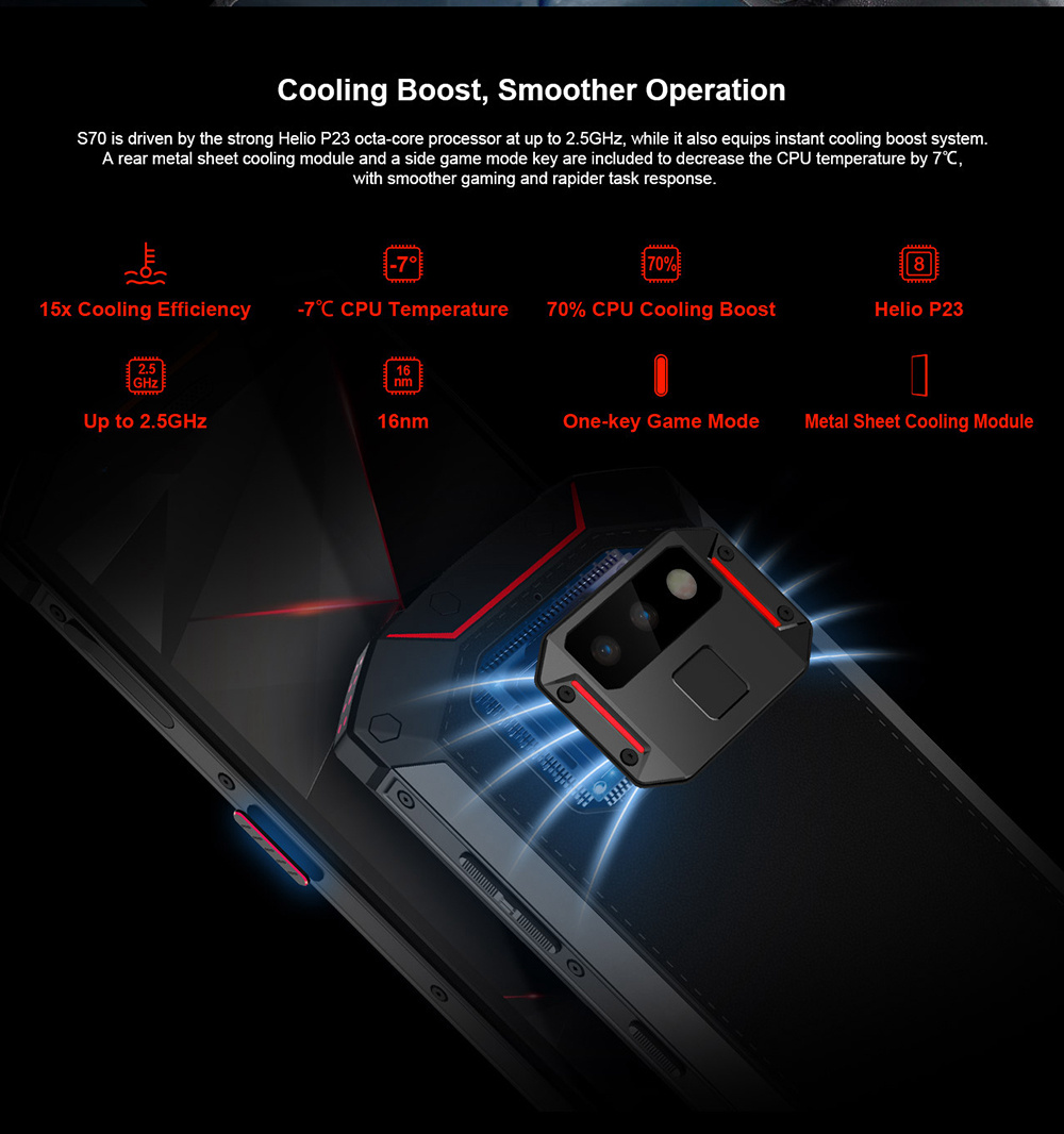 [HK Stock]DOOGEE S70 5.99 Inch 4G LTE Smartphone Helio P23 6GB 64GB 12.0MP+5.0MP Dual Rear Cameras Android 8.1 IP68 Fast Charge NFC - Red
