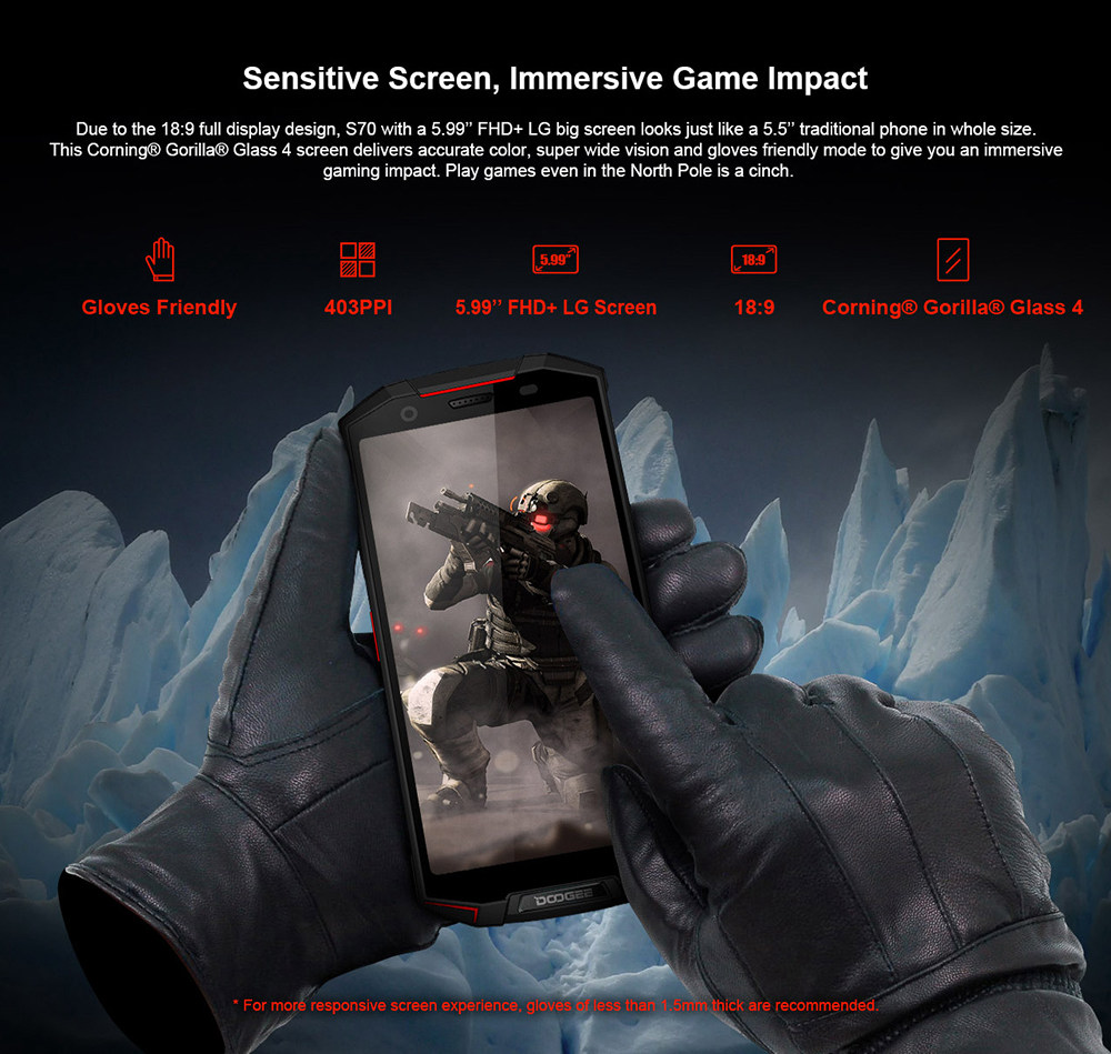 [HK Stock]DOOGEE S70 5.99 Inch 4G LTE Smartphone Helio P23 6GB 64GB 12.0MP+5.0MP Dual Rear Cameras Android 8.1 IP68 Fast Charge NFC - Red