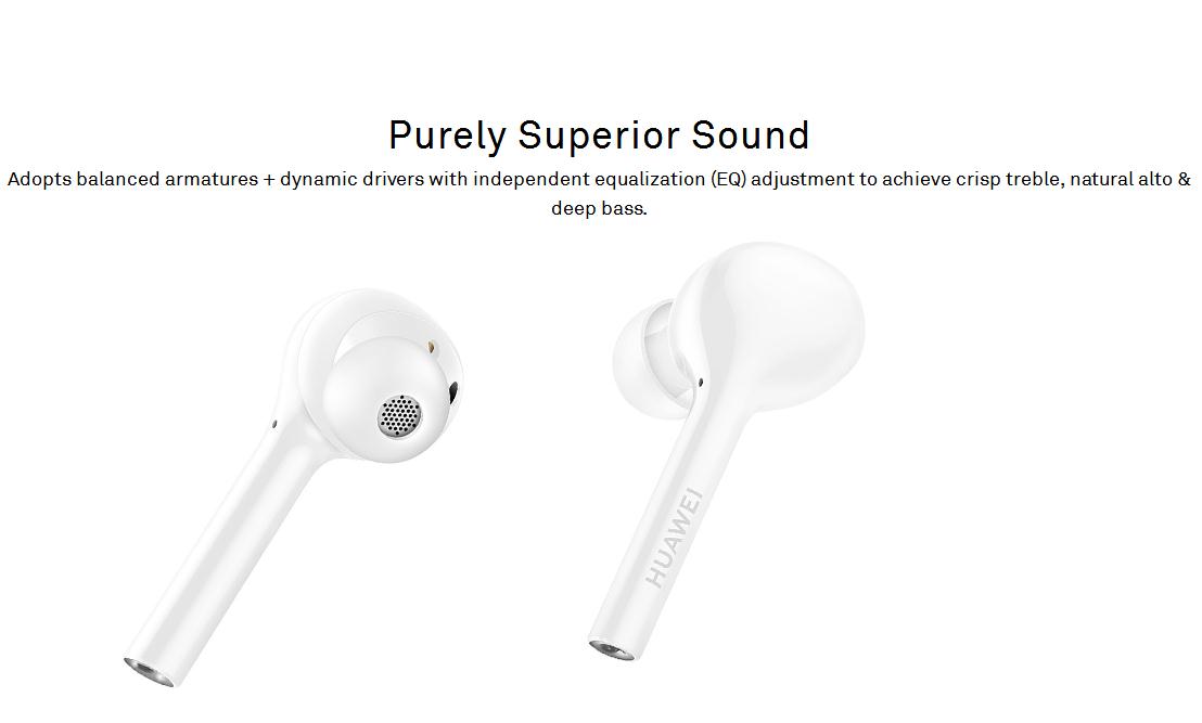 HUAWEI CM-H1 FreeBuds Bluetooth Earbuds True Wireless with Mic Touch Handsfree Dynamic Balance - White