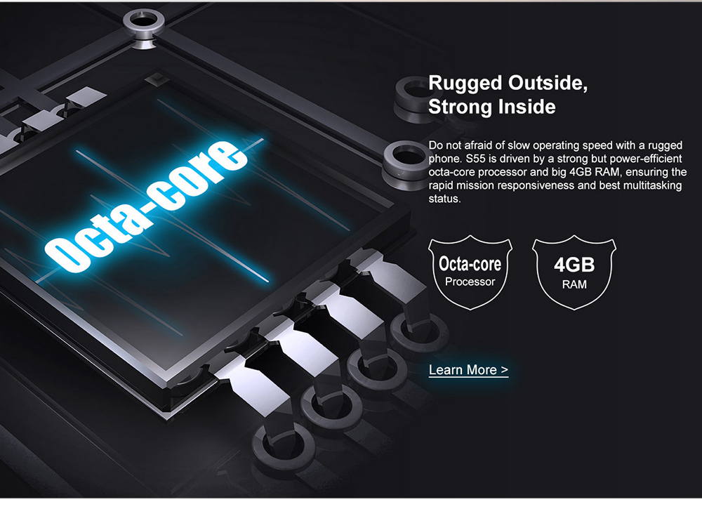 [HK Stock]DOOGEE S55 5.5 Inch 4G LTE Smartphone MT6750T 4GB 64GB 13.0MP+8.0MP Dual Rear Cameras Android 8.0 IP68 Fast Charge Touch ID - Black