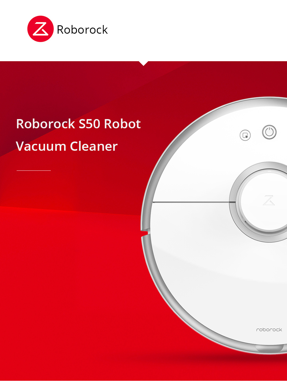 [Spain Stock][ International Version]Roborock S50 Robot Vacuum Cleaner 2 APP Virtual Wall Automatic Area Cleaning 2000pa Suction 2 in 1 Sweeping Mopping Function LDS Path Planning 5200mAh Battery - White