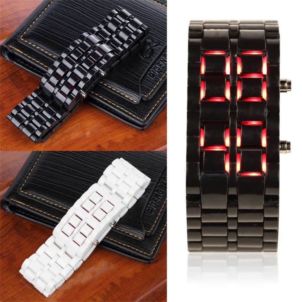 LED Digital Lava Wrist Watch Red Light - Black