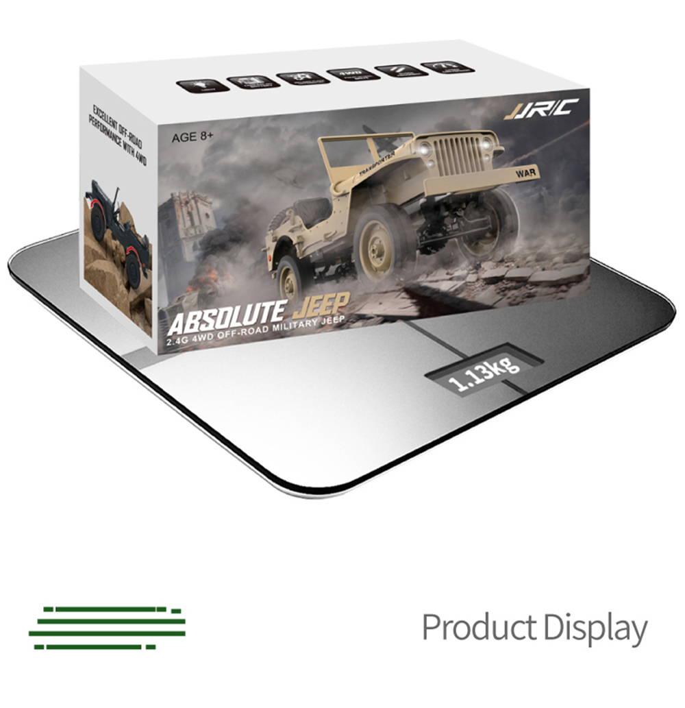 JJRC Q65 Transporter-6 2.4G 1:10 4WD Convertible Jeep Off-road RC Car Military Truck RTR - Navy Blue