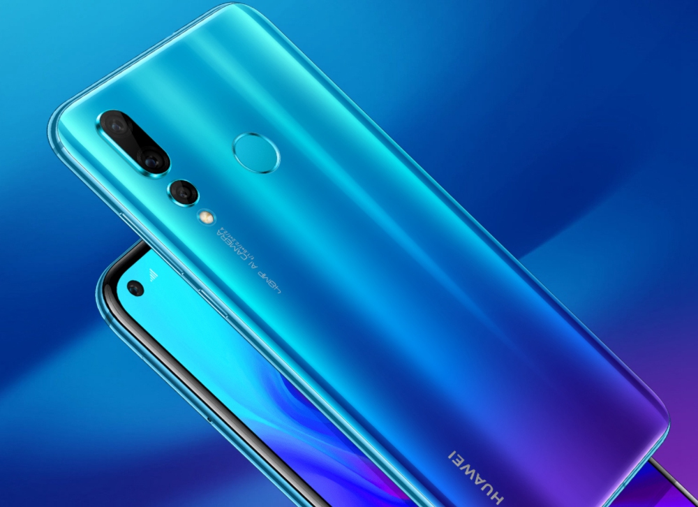 HUAWEI Nova 4 6.4 Inch Hole-punch Display 4G LTE Smartphone Kirin 970 8GB 128GB 20.0MP+16.0MP+2.0MP Triple Rear Cameras Android 9.0 Touch ID Type-C - Blue