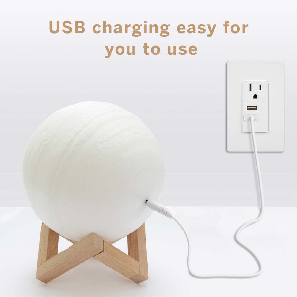 Geekbes 3D LED Jupiter Light Diameter 10cm Colorful Hit to Control Nightlights Creative Gifts - White