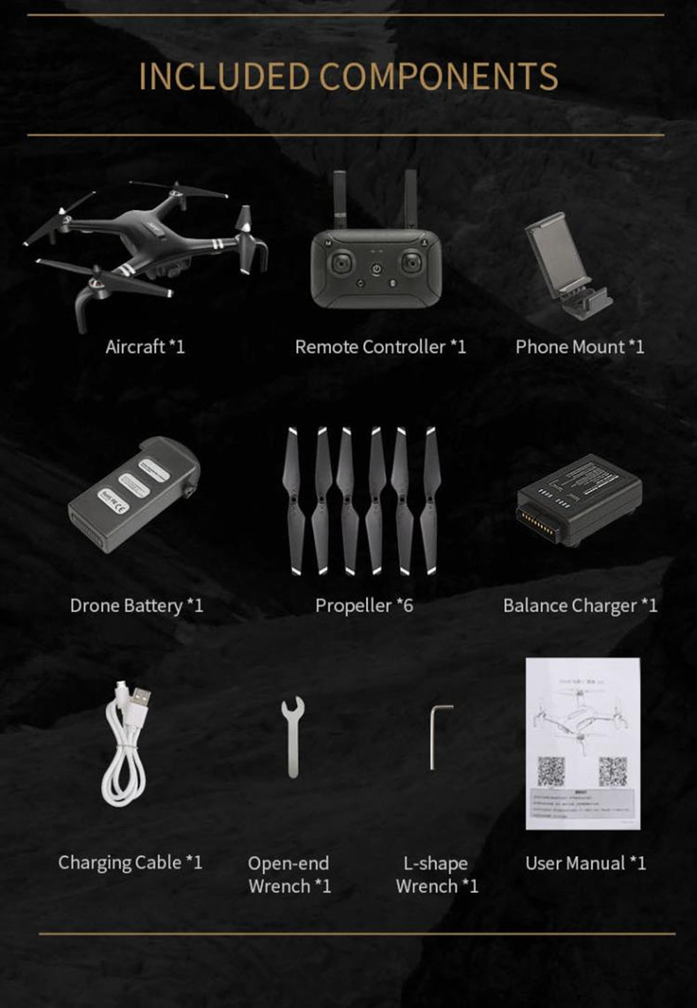 JJRC X7 SMART 1080P 5G WiFi FPV Double GPS Brushless RC Drone with One-Axis Gimbal Camera 25mins Flight Time RTF - Black