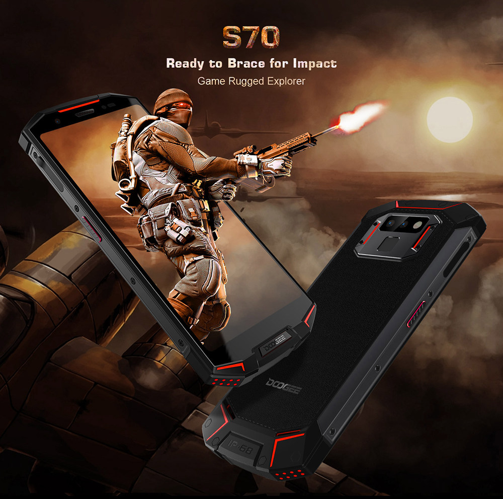 [HK Stock]DOOGEE S70 5.99 Inch 4G LTE Smartphone Helio P23 6GB 64GB 12.0MP+5.0MP Dual Rear Cameras Android 8.1 IP68 Fast Charge NFC - Red