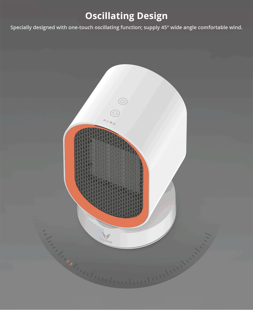 Xiaomi Viomi Mini Desktop Ceramic Space Heater Anti-tip ABS Fire Protection Oscillating Function Cold / Warm Setting - White