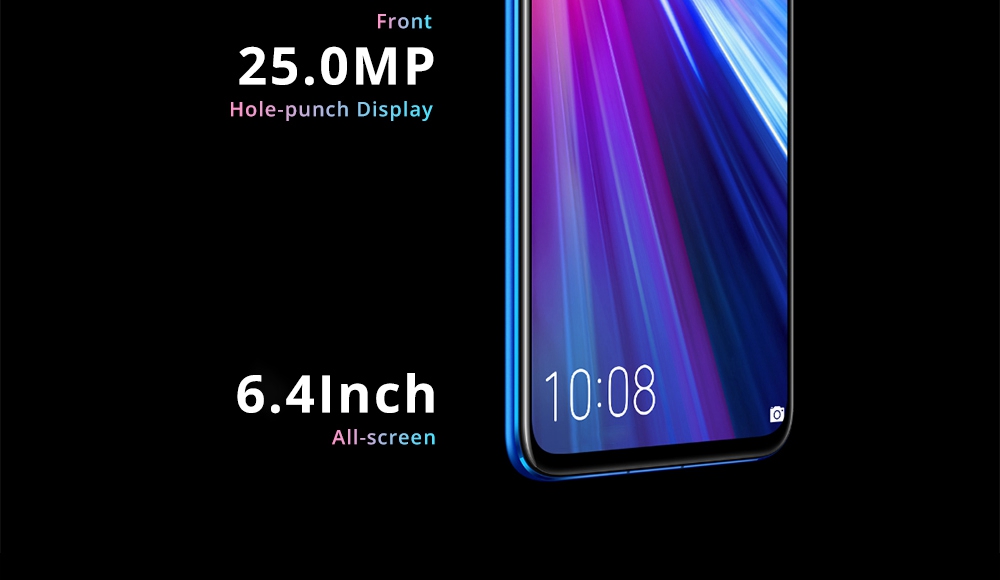 HUAWEI Honor V20 Hole-punch Display 6.4 Inch 4G LTE Smartphone Kirin 980 6GB 128GB 48.0MP+TOF Dual Rear Cameras Android 9.0 NFC Type-C Fast Charge - Black