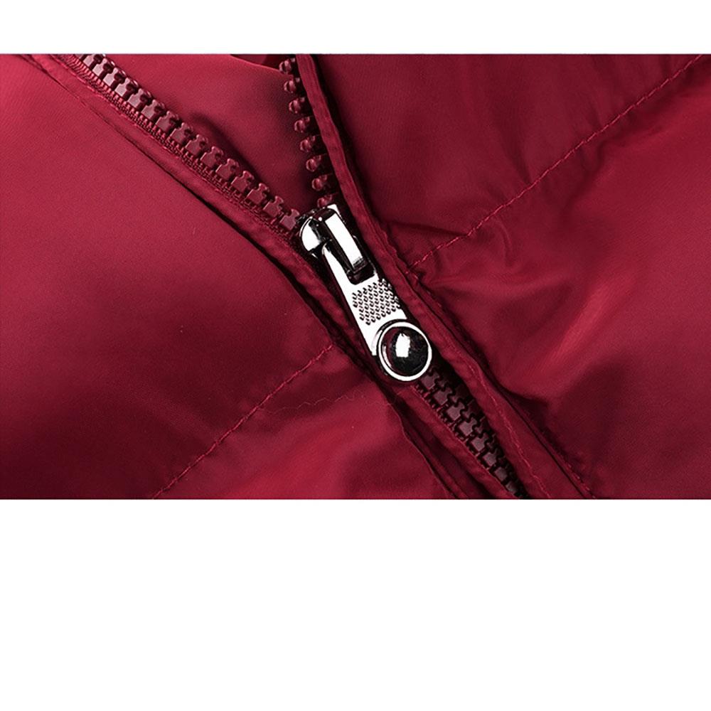 Men Winter Thick Stand Collar Solid Color Cotton Waistcoat Duck Down Jacket Size M - Red