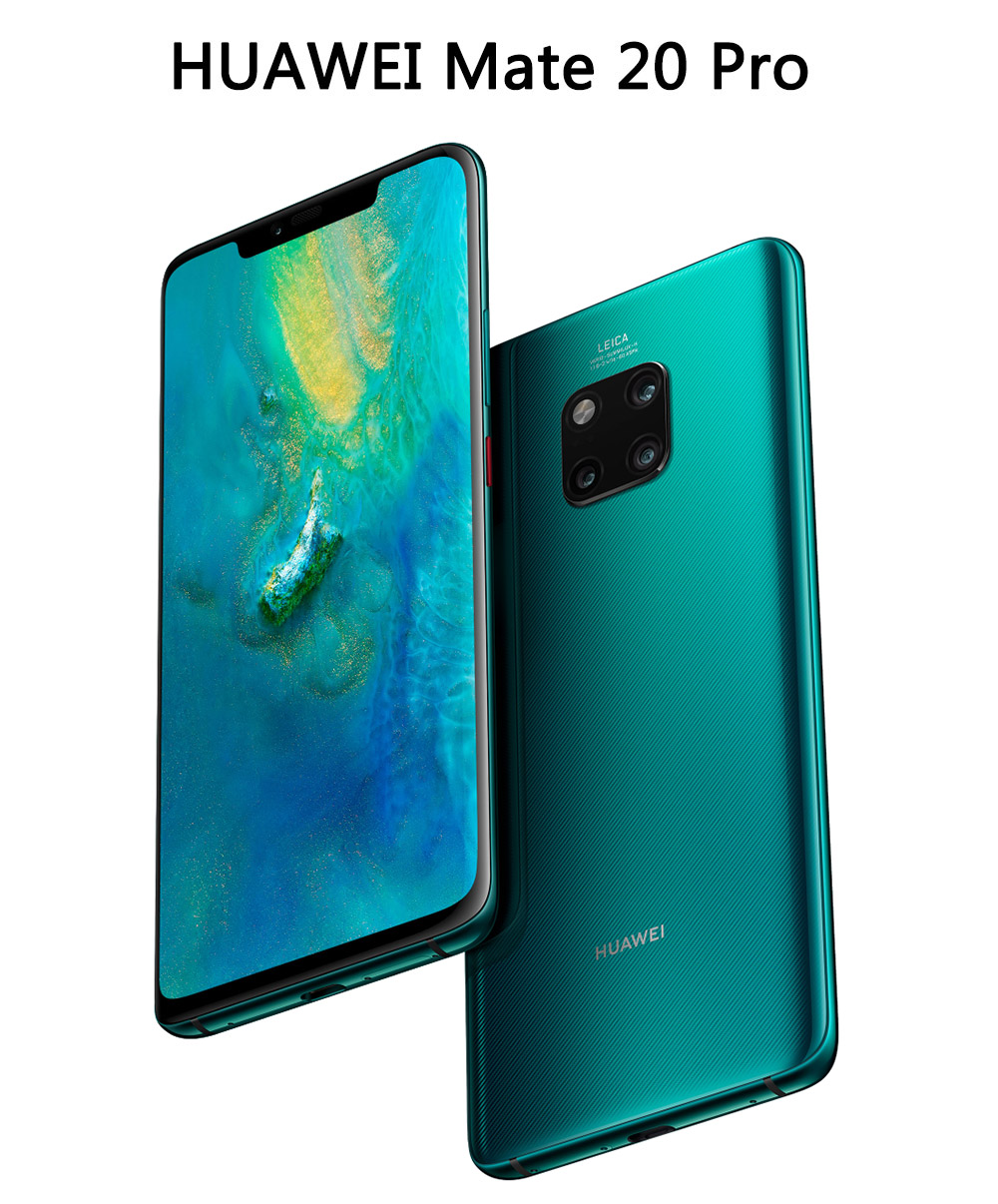 HUAWEI Mate 20 Pro (UD) 6.39 Inch 4G LTE Smartphone Kirin 980 8GB 256GB 40.0MP+20.0MP+8.0MP Triple Rear Cameras EMUI 9 Type-C NFC IR Remote Control - Bright Black