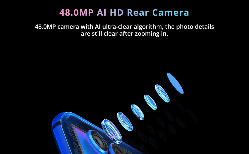 HUAWEI Honor V20 Hole-punch Display 6.4 Inch 4G LTE Smartphone Kirin 980 8GB 128GB 48.0MP+TOF Dual Rear Cameras Android 9.0 NFC Type-C Fast Charge - Blue