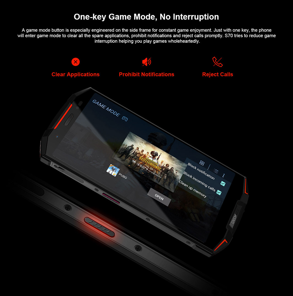 [HK Stock]DOOGEE S70 5.99 Inch 4G LTE Smartphone Helio P23 6GB 64GB 12.0MP+5.0MP Dual Rear Cameras Android 8.1 IP68 Fast Charge NFC - Red