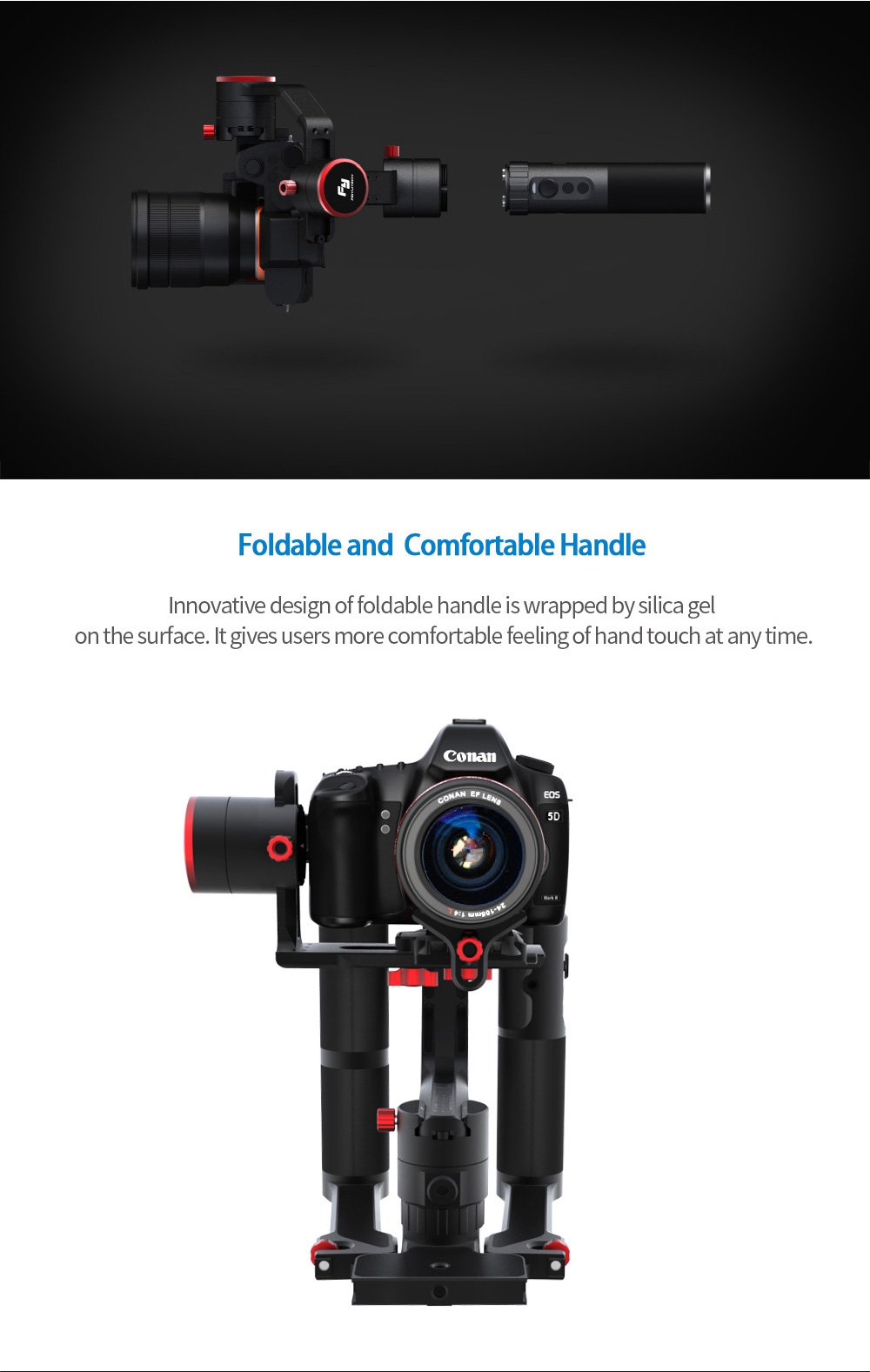 Feiyu Tech A2000 3-Axis Brushless Handheld Gimbal for  Mirrorless DSLR Camera - Single Handheld