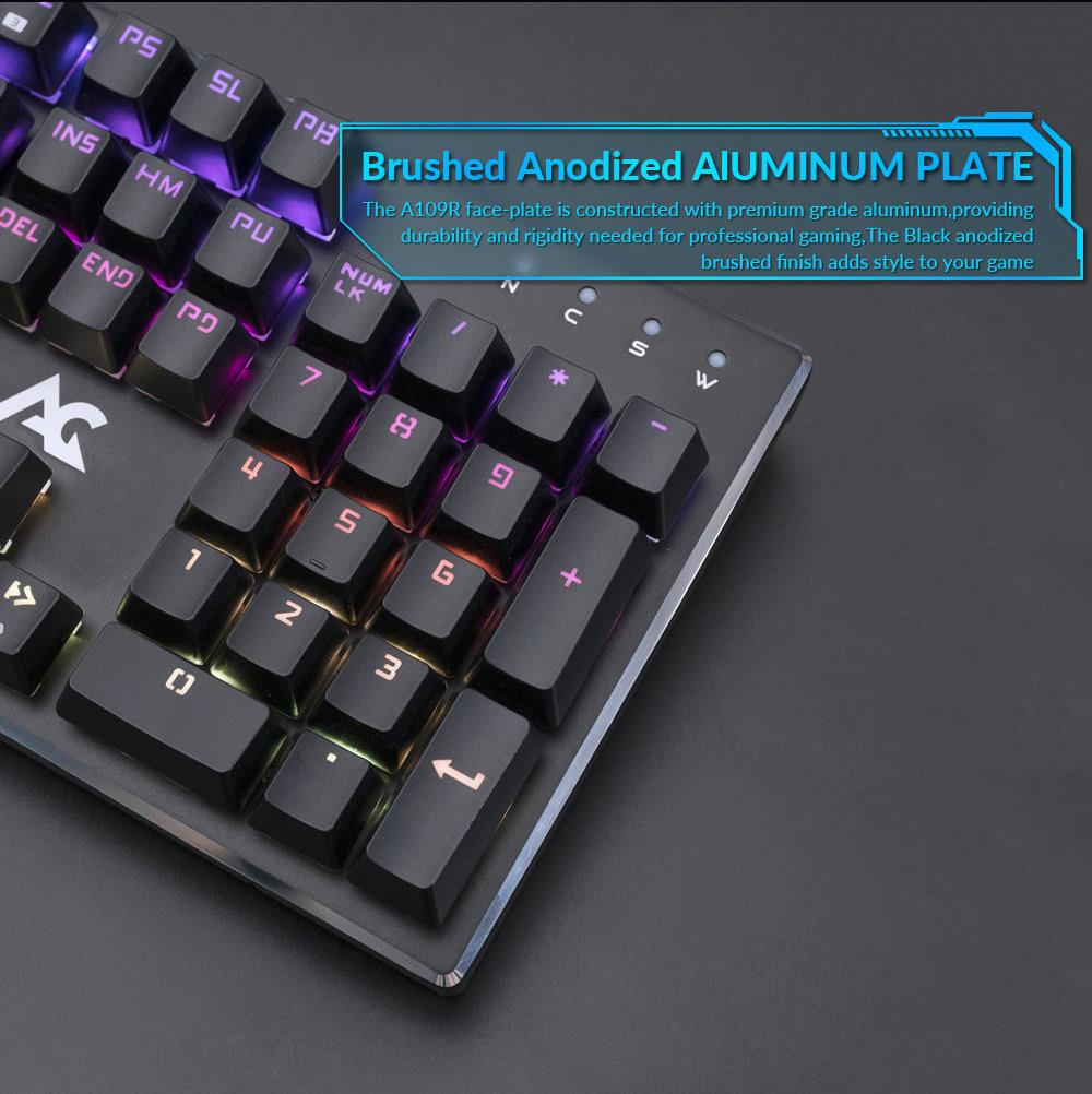 ACGAM AG-109R RGB Mechanical Wired Keyboard 105 Keys Full Programmable Spanish Layout Brown Switches - Black