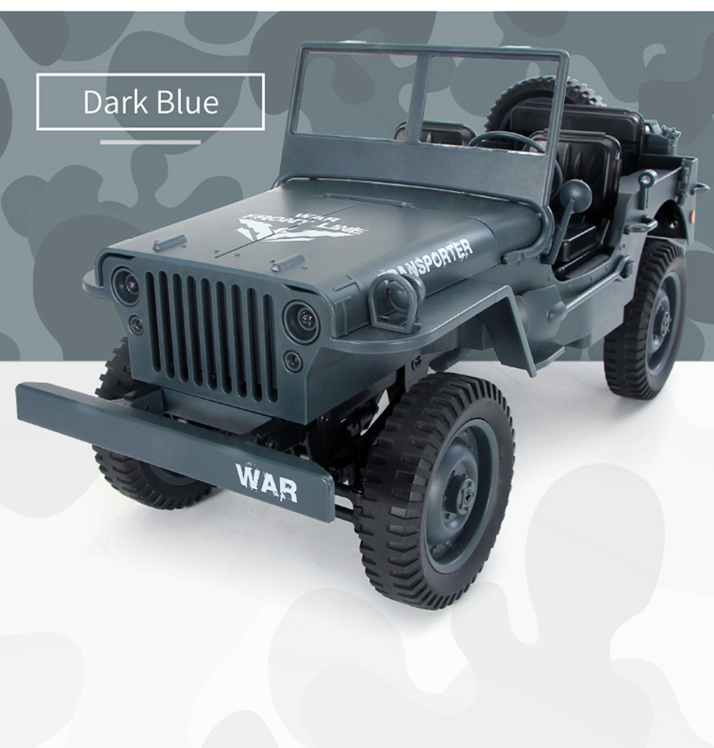 JJRC Q65 Transporter-6 2.4G 1:10 4WD Convertible Jeep Off-road RC Car Military Truck RTR - Navy Blue