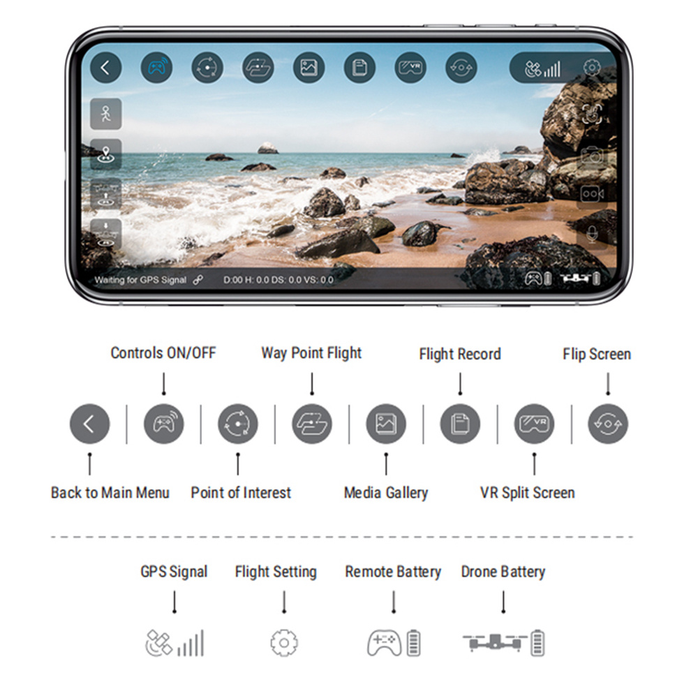 SJRC Z5 1080P FHD GPS 2.4G WIFI FPV Foldable RC Drone RTF + Extra Battery