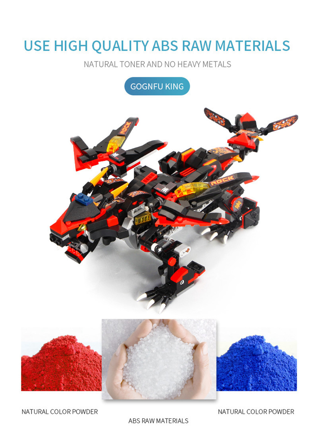 MoFun 13021 2.4G 4CH DIY Smart Remote Control Robot Building Block RC Battle Dragon Toy