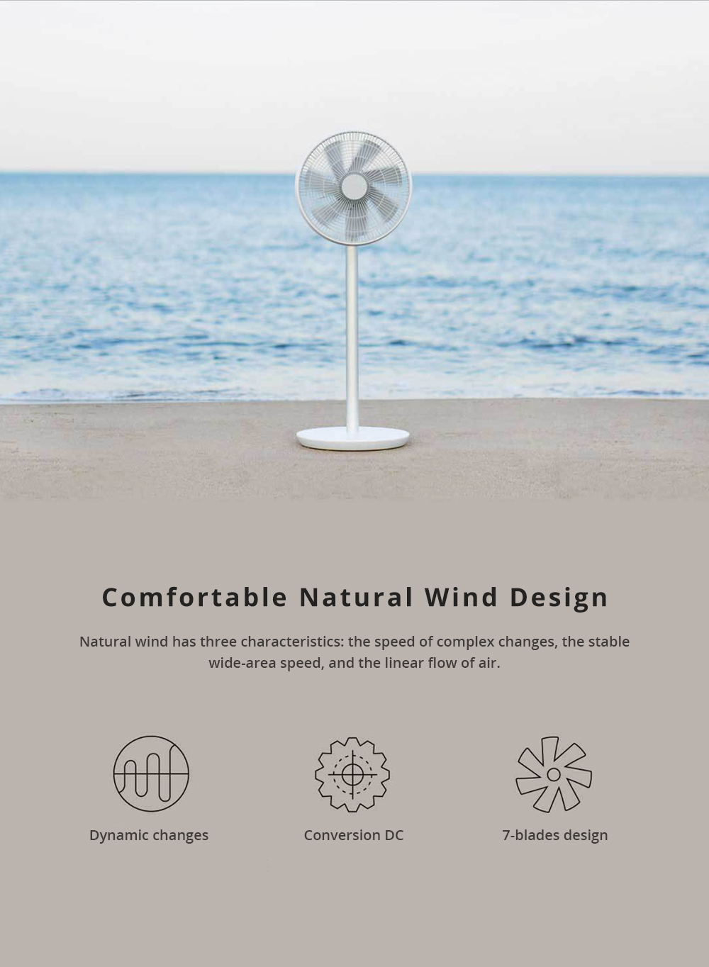 Xiaomi Smartmi Natural Wind Frequency Conversion DC Floor Fan WiFi APP Remote Control Built-in Battery Fan - White