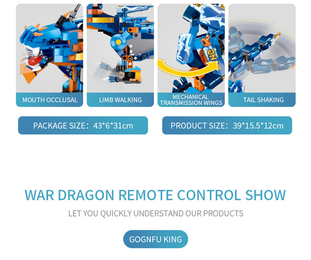 MoFun 13018 2.4G 4CH DIY Smart Remote Control Robot Building Block RC Battle Dragon Toy