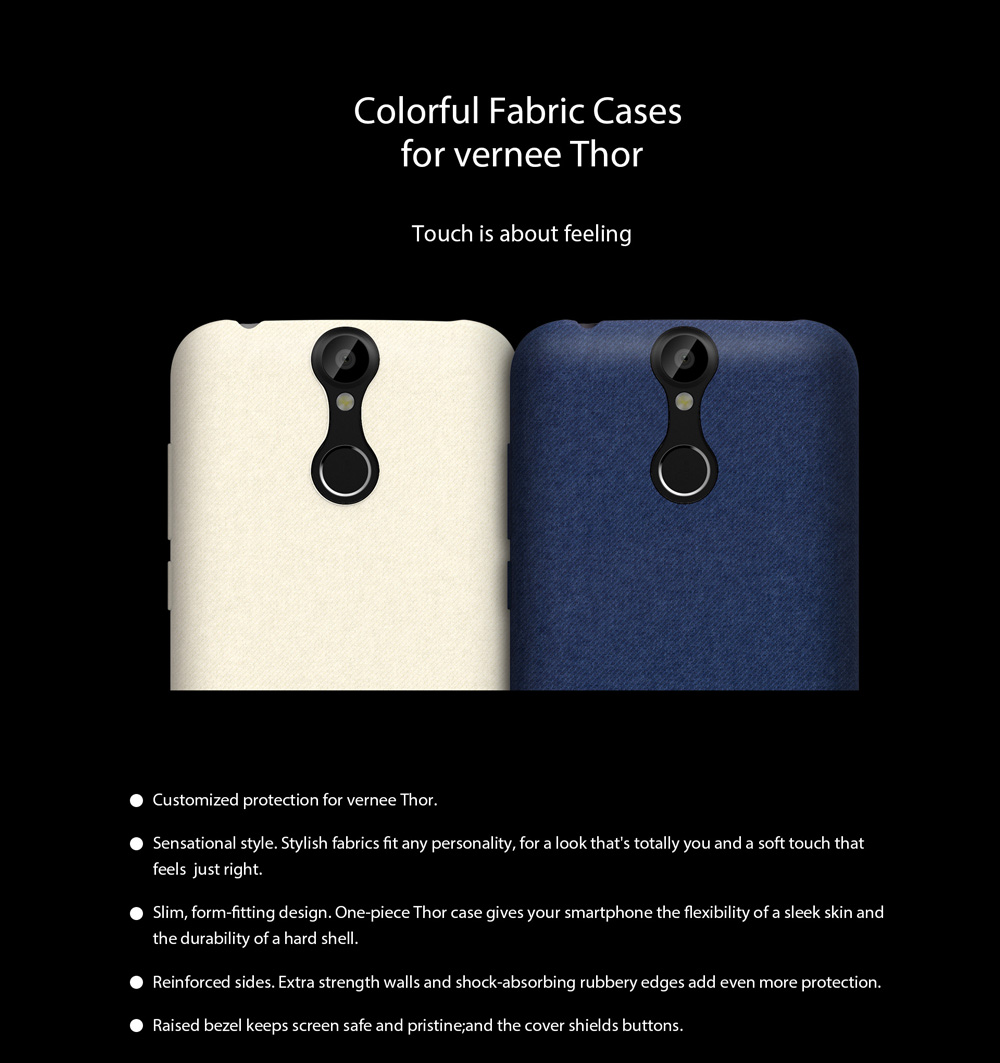 Back Cover For Vernee Thor Smartphone Colorful Fabric Protective Phone Case - Blue