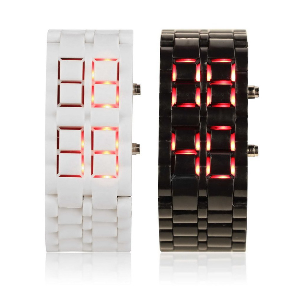 LED Digital Lava Wrist Watch Red Light - White