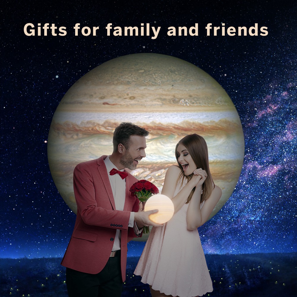 Geekbes 3D LED Jupiter Light Diameter 10cm Colorful Hit to Control Nightlights Creative Gifts - White