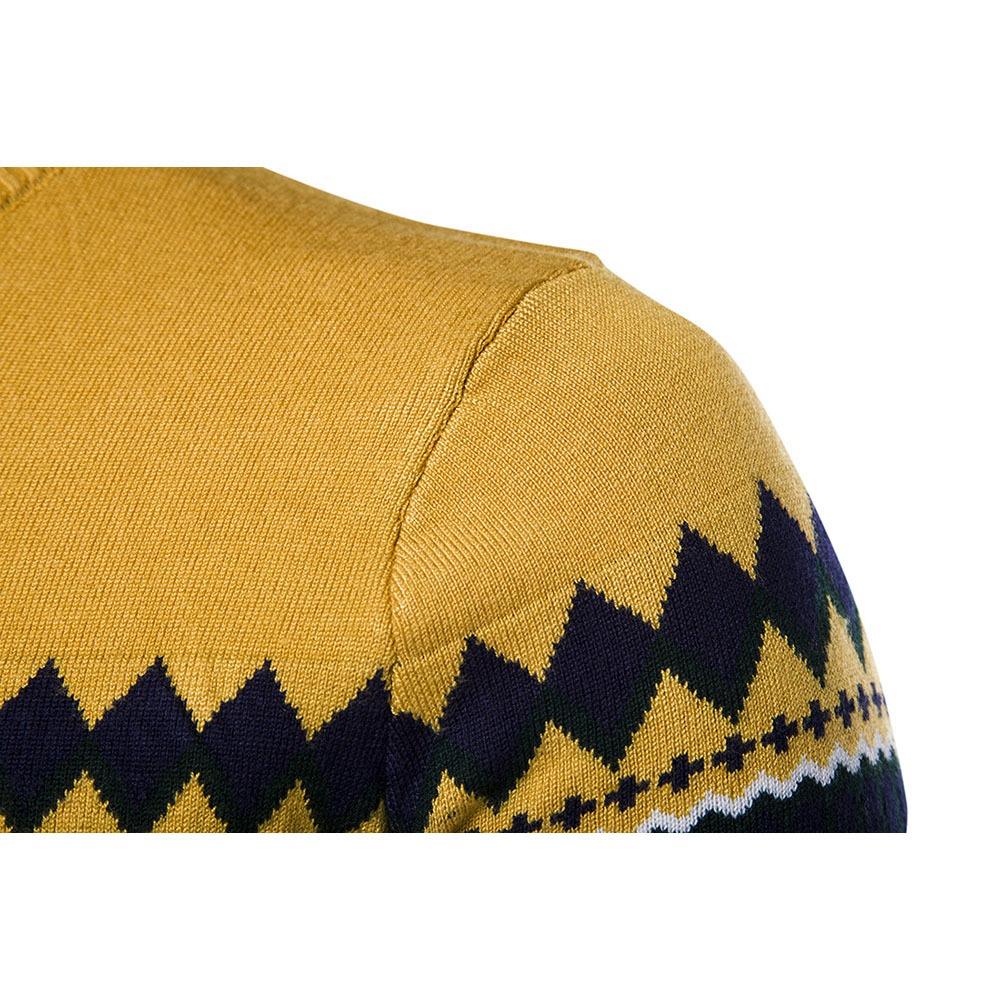 C03 Men Casual Autumn Winter Warm Round Neck Sweater Size M - Yellow