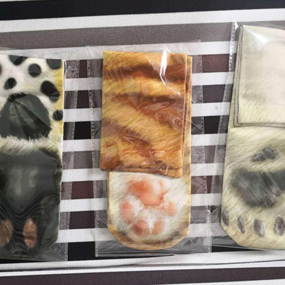 3D Printed Dog Feet Animal Pattern Unisex Adult Stylish Funny Cotton Socks - Multicolor
