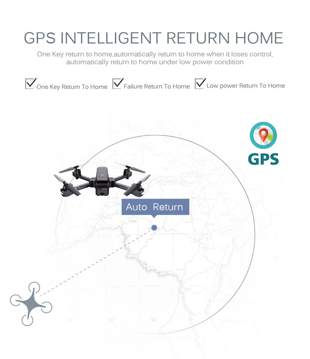 SJRC Z5 1080P FHD GPS 2.4G WIFI FPV Foldable RC Drone RTF - Three Battery